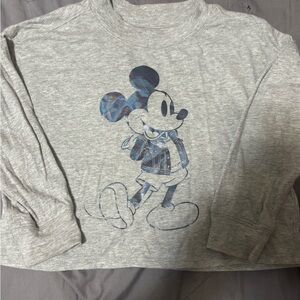 GAP Kids Gray and Blue Mickey Mouse Long Sleeve Shirt